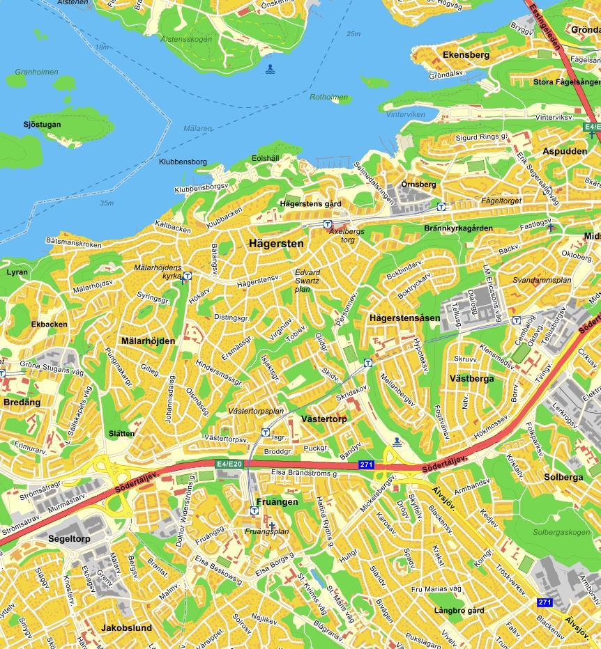 5 Dagvattenrecipienten Älvsjö-Mälaren tunneln har utsläppspunkt i Östra Mälaren, Fiskarfjärden (se figur 3). Utsläppet från tunneln sker strax utanför vattenskyddsområdet och nedströms vattenverken.