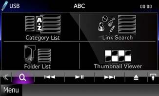 CD, skivor, ipod, USB-enhet, SD-kort Sökfunktion Du kan söka musik-, video- eller bildfiler med hjälp av nedanstående processer.