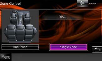 Ljudkontroll Zonkontroll Du kan välja olika källor både för de främre och de bakre positionerna i bilen. 1 Tryck på [Zone Control].