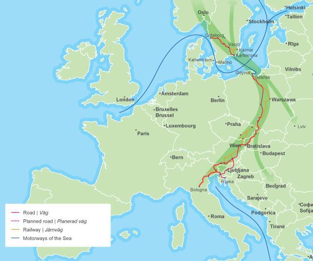 Figur 2 Karta över Baltic Link-projektet. Bildkälla: (www.baltic-link.