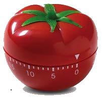 Pomodoro: 1. Välj en uppgift du vill eller behöver arbeta med. 2. Arbeta koncentrerat med uppgiften i 25 minuter. Notera eventuella distraherande tankar. 3. Anteckna kort vad du gjort. 4.