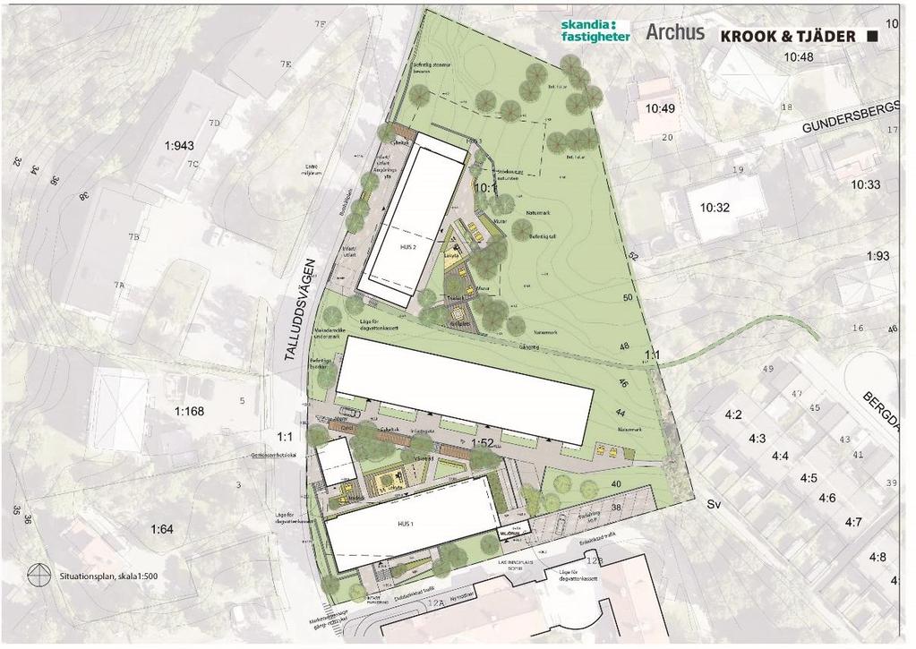 1 Inledning 1.1 Bakgrund Nacka kommun planerar att komplettera planområdet med två nya bostadshus (Figur 1).