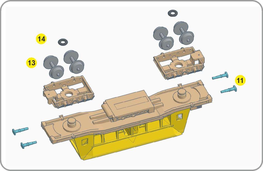 Montera samman delarna En enkel sprängskiss över byggsatsens delar: Montera buffertar De medföljande 3D-utskrivna bufferterna som klipptes bort i första momentet är relativt sköra.