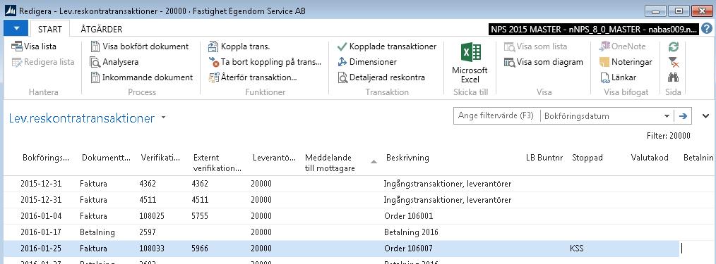 Kontrollera att totalt saldo blir noll och bokför sedan journalen. Tänk på att verifikationen måste balansera på samma datum så det går ej med olika datum.