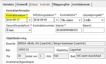 9 (19) Regler kontrakt vårdboende Inflyttning till vårdbostad: Följande regler gäller kontrakt i vårdbostad: Vid inflyttning mellan 1-14 i månaden gäller kontraktsdatum 17:e denna månad.