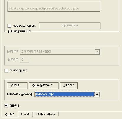 Första fliken: Offert I vänstra kolumnen finns följande tre alternativ: Offert: Här arbetar man med en vald kund och vid utskrift kommer det ut försättsblad, och artikel specifikation.