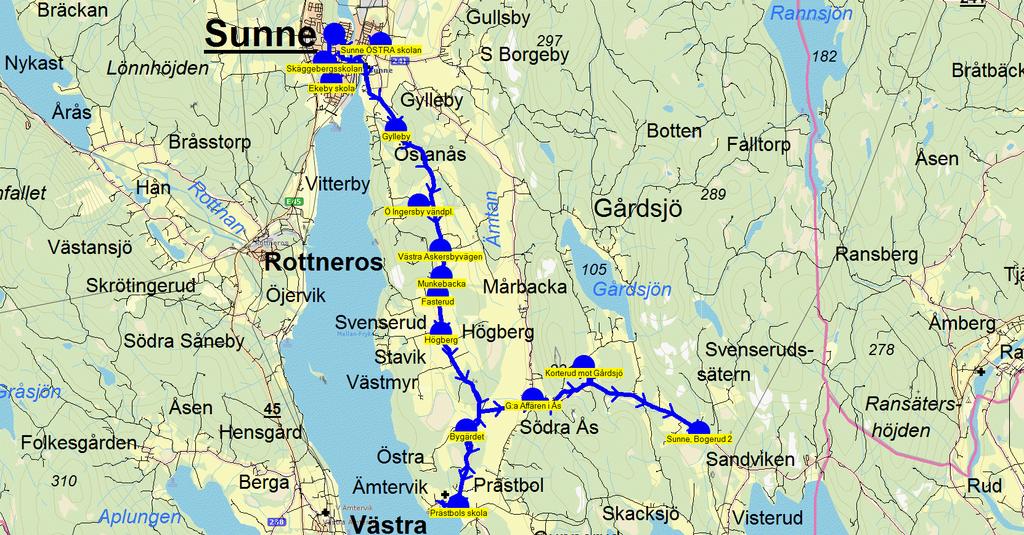 2015-08-18 10:35:13 Karta för Tur F9921 Entreprenör FB/Hjerpebuss Fordon 665 Skolbuss 5 Sunne F9921 13.45 14.