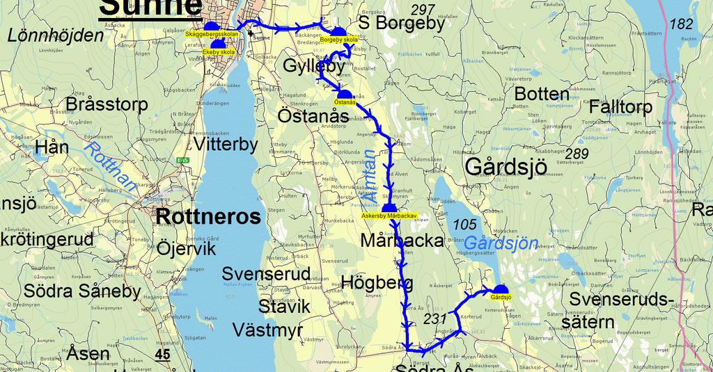 2015-08-18 10:35:34 Karta för Tur F9931 Entreprenör FB/Hjerpebuss Fordon 665 Skolbuss 5 Sunne F9931 12.15 12.