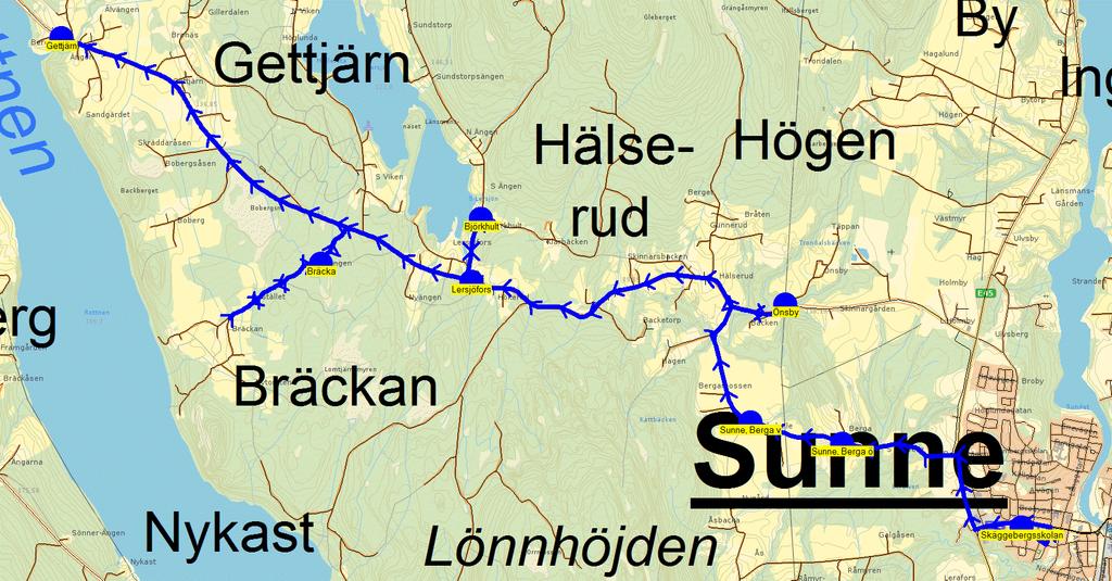 2015-08-18 10:35:41 Karta för Tur F9933 Entreprenör FB/Jönssonbuss Fordon 667 Skolbuss 7 Sunne F9933 12.20 12.