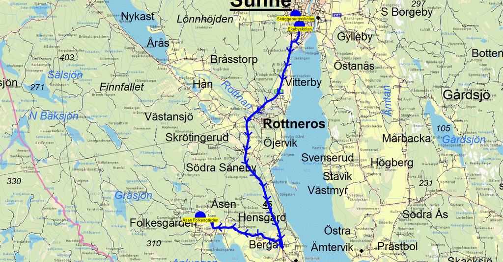 2015-08-18 10:35:45 Karta för Tur F9934 Entreprenör FB/Hjerpebuss Fordon 6681 Skolbuss 13 Sunne F9934 12.20 12.