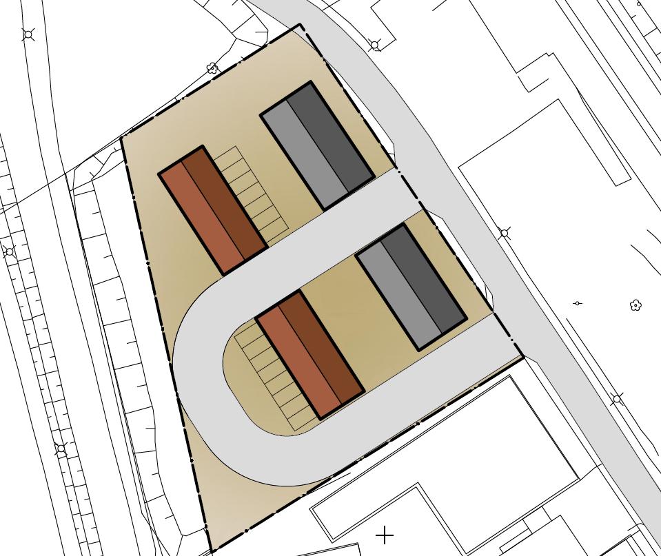 Bebyggelse Illustration över befintlig och tillkommande bebyggelse Trafik och parkering Detaljplanen bedöms inte förändra trafikflödet jämfört med dagens trafik.