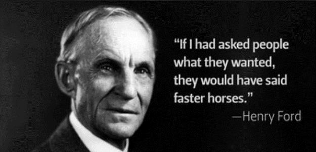 FRÅGA INTE KUNDEN Design Thinking är att studera hur användarna beter sig och hitta vilka konkreta behov som finns och vilka drivkrafter och motivation som
