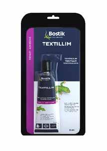 LAGNINGS- & HOBBYLIM LIM & TÄT Smidig och trådfri konsistens för kalla och fuktiga ytor TEXTILLIM Flexibel, vattenfast limfog som tål maskintvätt i 60 C CONTACT UNIVERSAL Extra kort torktid och hög
