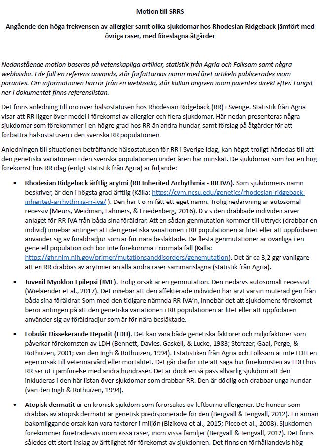 B13. MOTION 1: HÄLSA OCH GENETISK VARIATION