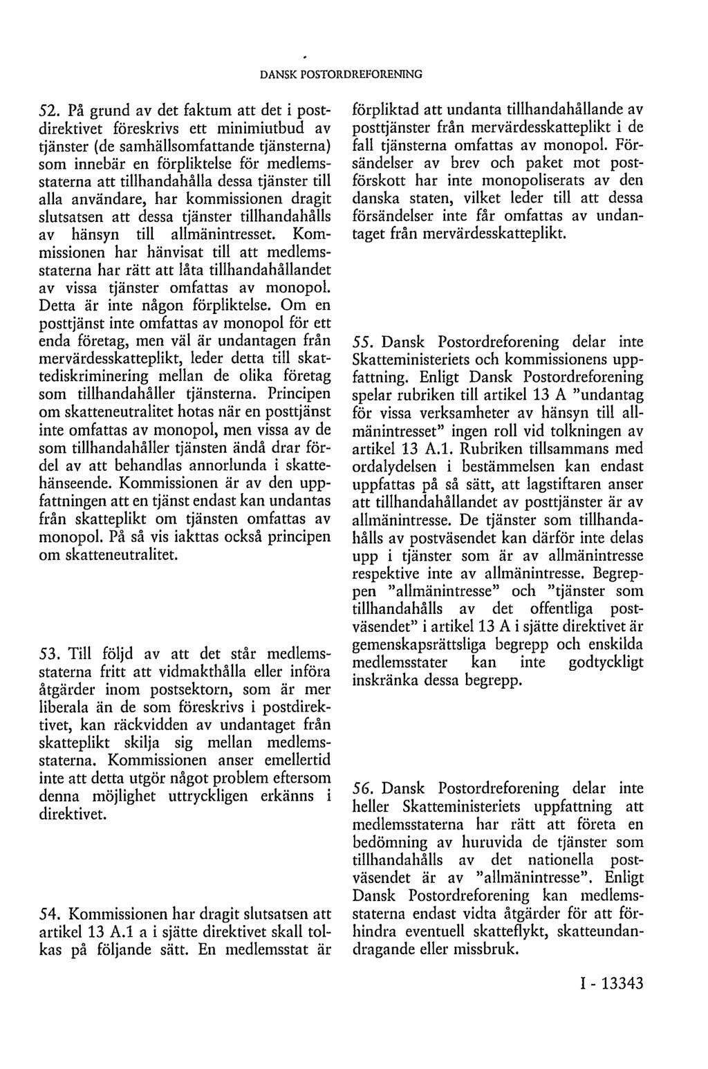DANSK POSTORDREFORENING 52.