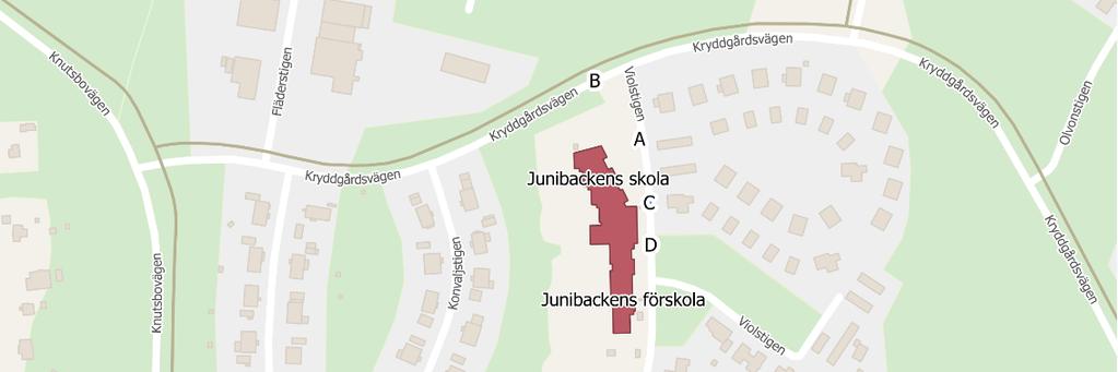 Hastighetsdämpande åtgärd på Solbergsvägen vid skolan. 5.8 Junibackens förskola och skola A.