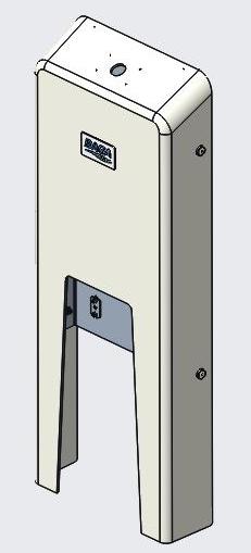 Principbild på flexkoppling VS-VDC-40-förstärkt. Montageplåt. Bakstycke (Kåpa & montageplåt).