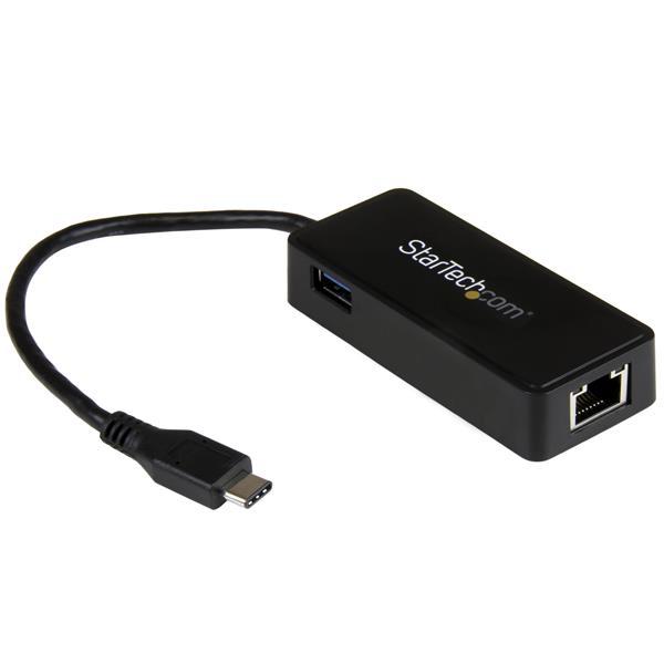 USB-C till Gigabit-nätverksadapter med extra USBport Product ID: US1GC301AU Nu kan du enkelt ansluta till ett Gigabit-nätverk genom USB-C - eller Thunderbolt 3-porten på din bärbara eller stationära