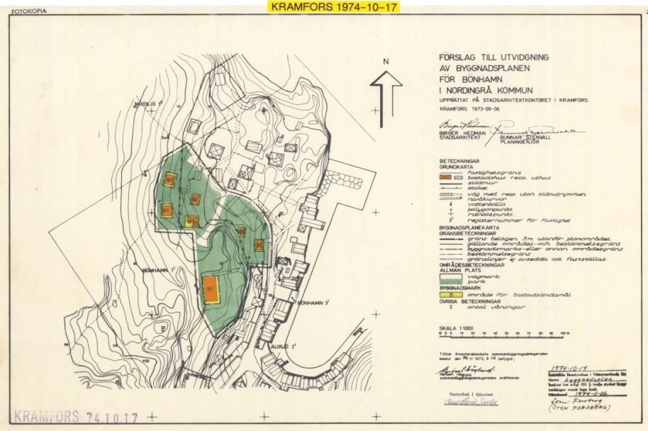 Plandata Lägesbestämning De aktuella byggnaderna i den norra delen av Bönhamn. Markägoförhållanden Marken inom planområdet ägs av Bönhamns fiskehamnsförening.