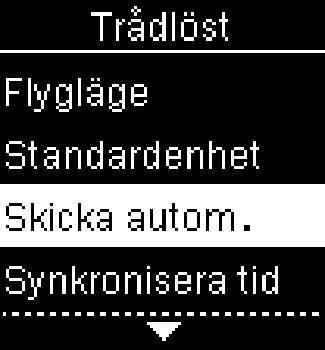 Trådlös kommunikation och koppling av mätaren Skicka automatiskt Skicka automatiskt Välj om data ska skickas automatiskt till den kopplade standardenheten efter varje test.