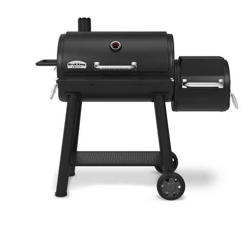 958050 L:152 D:66 H:133 OFFSETGRILL/RÖK 6419 cm 2 total grill/rökyta 3 reglerbara Roto-Draft ventiler i gjuten aluminium för maximal värmekontroll Kraftiga, tvåsidiga grillgaller i gjutjärn 2 brickor