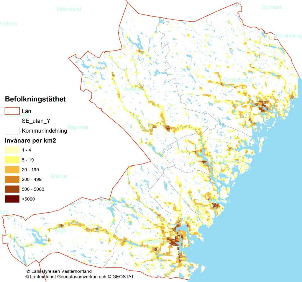 med geografin: befolkningstäthet, fördelningen mellan tätort och landsbygd och avstånd till andra människor och resurser.