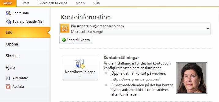 Sida 19 av 23 Outlook, Bild i profilen Välj din bild, se sökväg