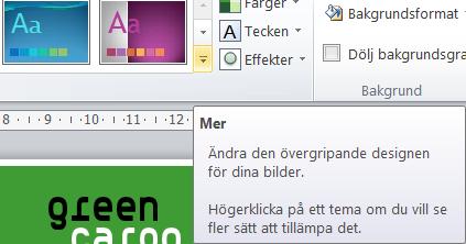 Välj fliken Design och sedan Utskriftsformat.