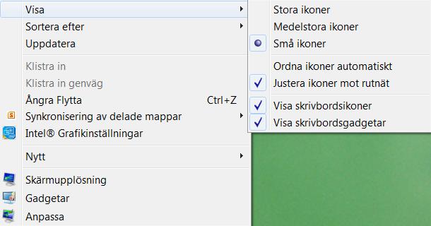 Sida 6 av 23 Dator, Små ikoner på skrivbordet Högerklicka på