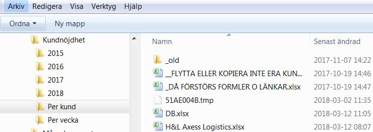 Högerklicka på aktuell mapp eller dokument (i högra delen av