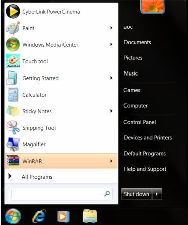 Windows 7 Starta Windows 7 Klicka på 'Start' knappen och klicka sedan på
