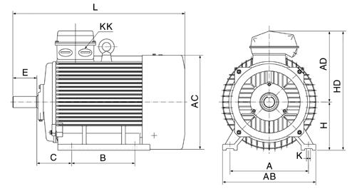 Måttskiss fotmotorer 4A/3D B3 Motorstorlek 4A 56 160 Motorstorlek 3D 160 355 Montageform B3 Ritningar i 2D/3D laddas ner från www.bevi.se.