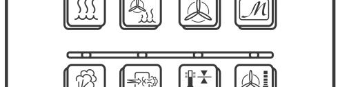 3.2 Manöverpanel Multimax B 6-11, 10-11, 12-21, 20-11, 20-21 PÅ/AV-knapp START/STOPP-knapp Programknapp Pilknapp/inställningsknapp Knappar: Tillagningsmetoder Ångkokning Kombi-tillagning Konvektion