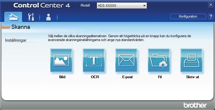 Skanna med datorn 7 Knappen Skriv ut Skriver ut det skannade dokumentet på skrivaren. 8 Knappen Öppna med ett program Skannar en bild direkt till grafikredigeringsprogrammet.