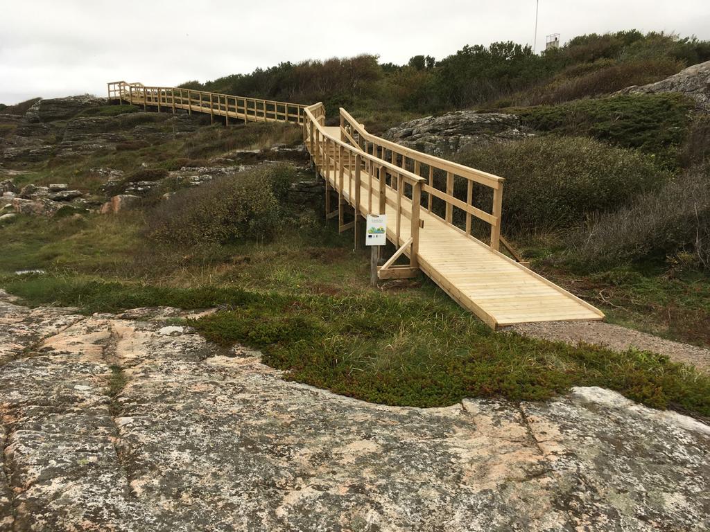Åsa Kustpromenad. I sommar har vi byggt ytterligare 70 meter trälandgång, byggt en bro och en ordentligt stor trappa längs Åsa Kustpromenad.
