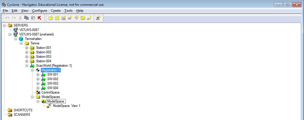 Det var nu dags att skapa en ScanWorld. Med funktionen Create ScanWorld/Freeze Registration under menyfliken Registration utfördes detta.