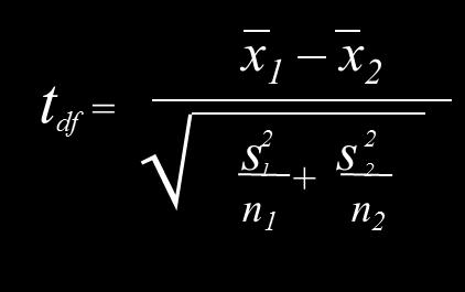 t-test df = n 1 + n 2-2 O i