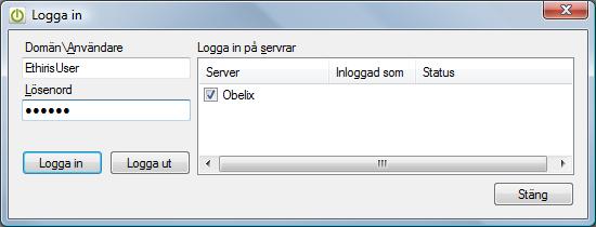 Ethiris Client Huvudmeny Client Användarguide Figur 2.30 Händelseinspelning pågår. Logga in används för att logga in på Ethiris om nödvändigt.