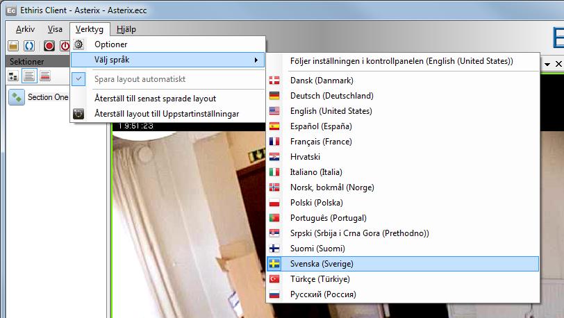 Client Användarguide Ethiris Client Huvudmeny 2.2.4 Verktygmenyn Figur 2.36 Verktygmenyn i Ethiris Client. Optioner öppnar Optioner dialogen. Figur 2.37 Optioner dialogen.