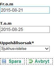 För att registrera ett nytt tillfälligt uppehåll på en person Gå in på person i trädet Har någon redan tidigare registrerat tillfälligt uppehåll syns det här.