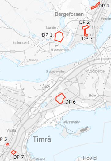 Kartorna visar områden med outnyttjade byggrätter i Timrå, Bergeforsen och Söråker Utvecklingsområden för näringsliv Riktlinjer och planeringsmål för utveckling av näringslivsområden 1.