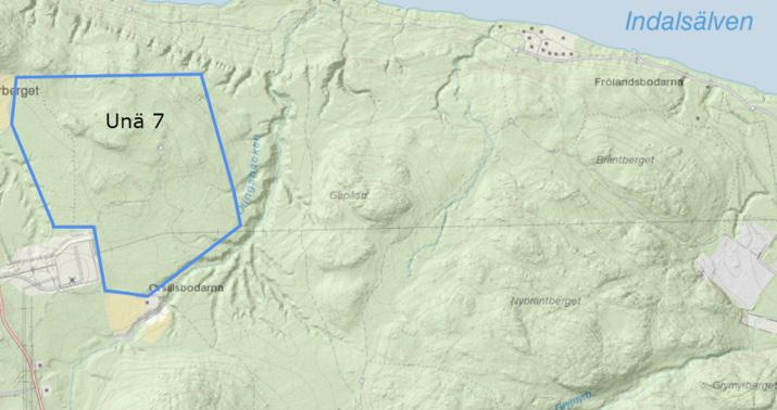 Unä 7, Bandsjöområdet Ett stort skogsområde på ca 40 ha som ligger ca 3 km väster om Timrå industriområde. Marken är privatägd.