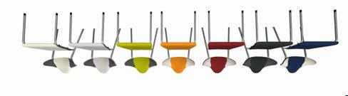 Parlando Artikelnummer: D-1011-RS1 (stol) D-O500 (stolkärra) Stolen finns med följande val: Metall färg: Aluminium och Krom Tassar: GF filtglidfot och GK plastglidfot Plastfärgerna: -LE1