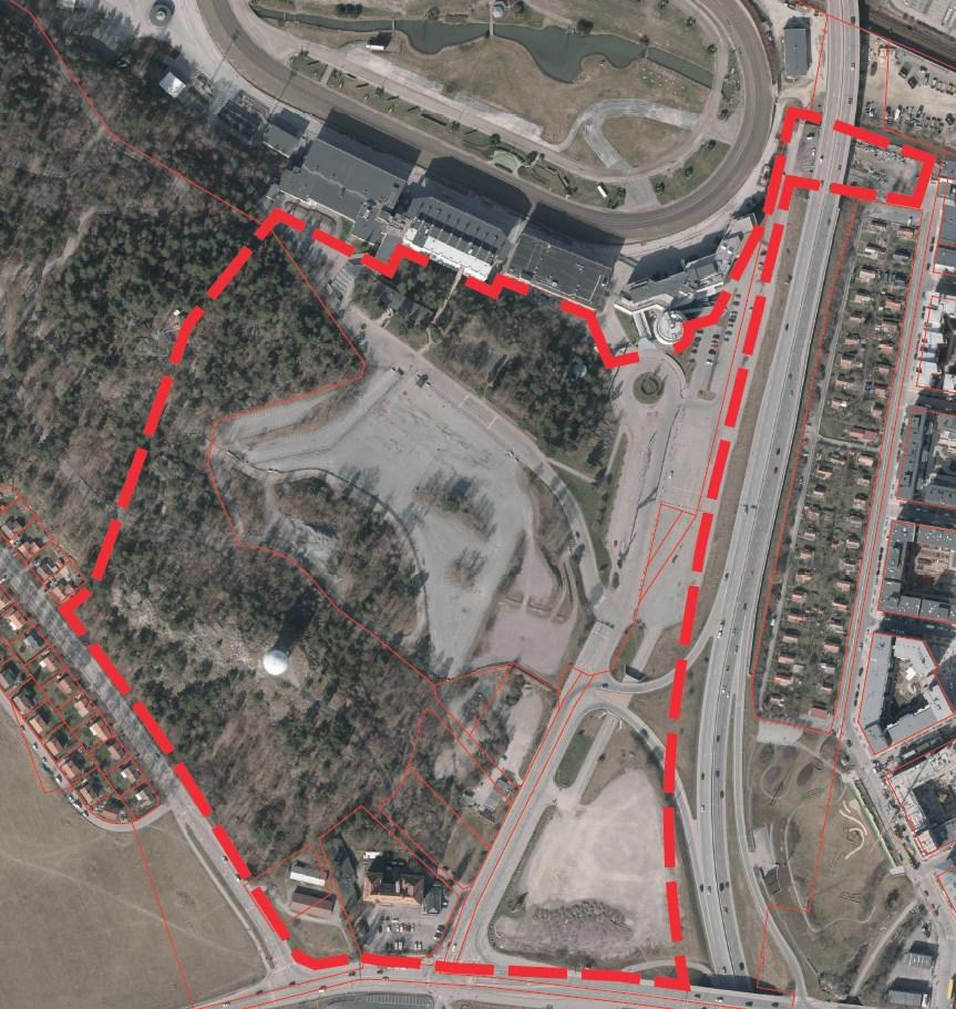 Sida 4 (9) Stadens markinnehav inom området markarat med vita begränsningslinjer och fyllning.