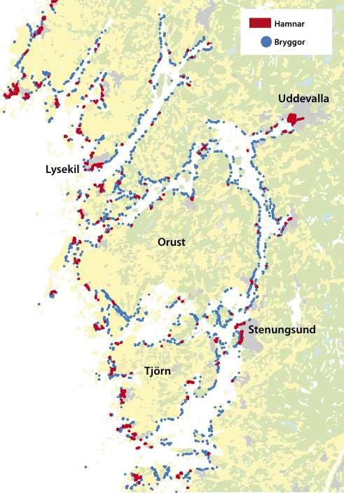 Bakgrundskartor Lantmäteriet, dnr 106-2004/188 Södra Bohuslän Fritidsbåtar -påverkan En majoritet av grunda, skyddade vikar är idag exploaterade.