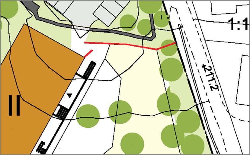 Dokumentnamn: R2017089A rev 2018-05-30.docx Sida 12 (23) Figur 9. Alternativ placering av bullerskärmar, markerad med röda linjer.