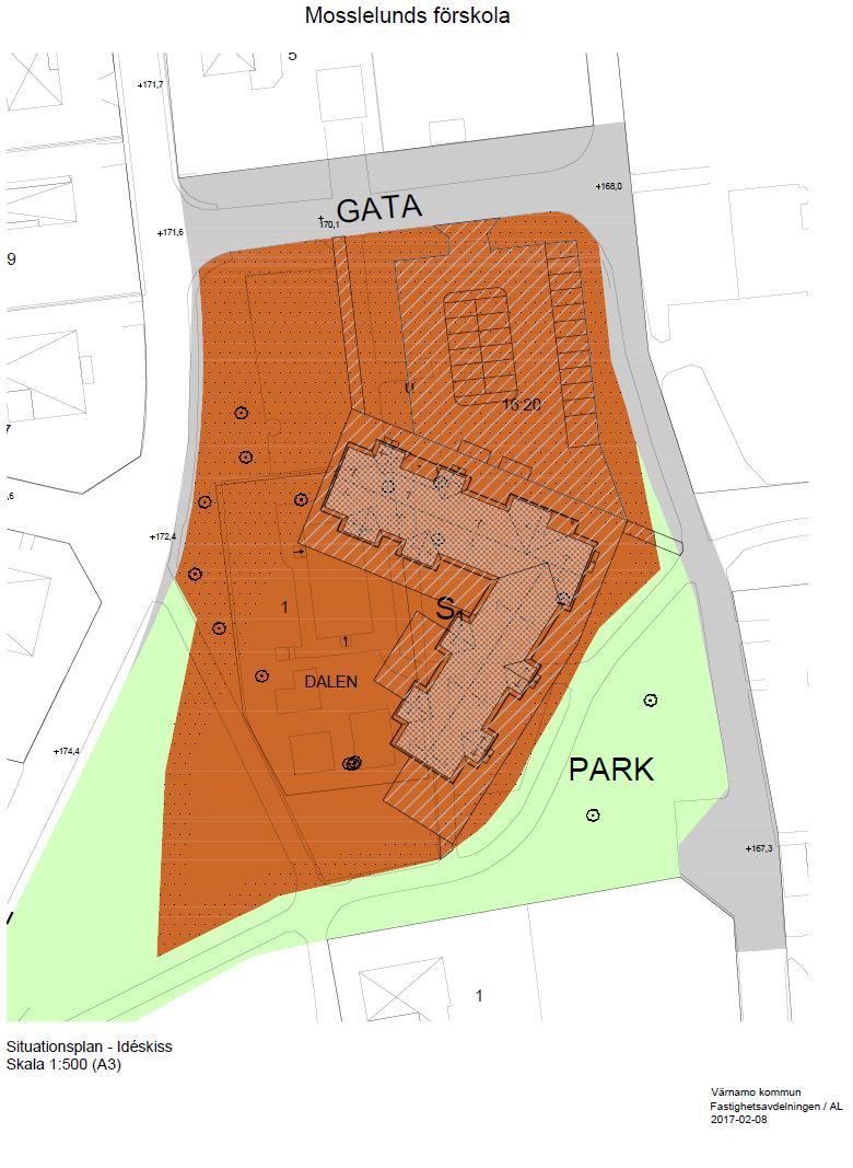 Granskningshandling Byggnadens centrerade placering medför att den inte blir dominant, utan mer upplevs som en byggnad i parkmiljö.