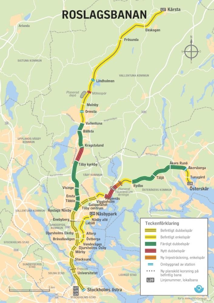 12(58) 4 Nulägesbeskrivning 4.1 Roslagsbanans funktion i Stockholmsregionen En av Roslagsbanans funktioner är att knyta ihop nordostsektorn med övriga delar av Stockholmsregionen.