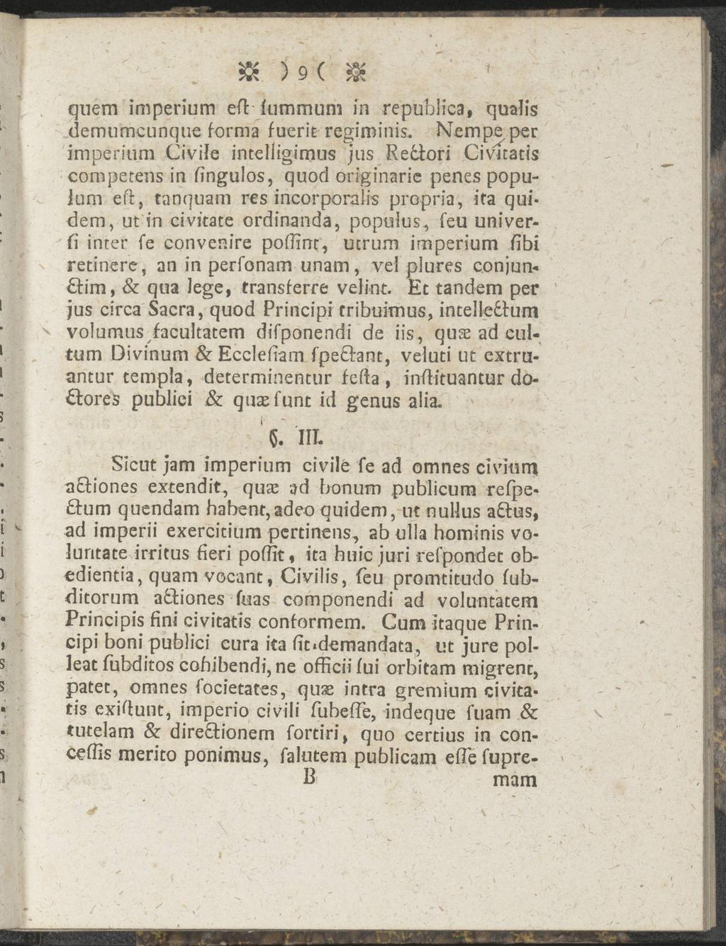 & )9( $ quem imperium eft lummum in republica, qualis de m u mc u n q tie form a f uerit regi m i n i s.