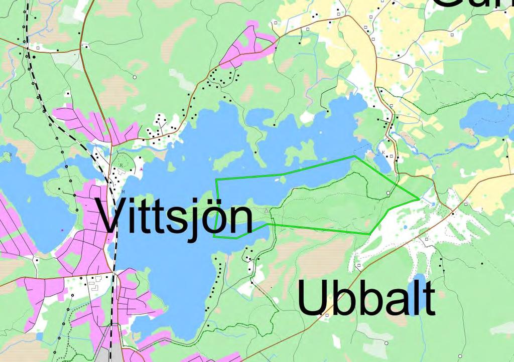 Kvarnanläggningen ligger öster om Vittsjö samhälle, se pil.